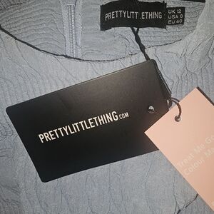 PRETTYLITTLETHING Light Blue Long Sleeve Mini Dress with Tags